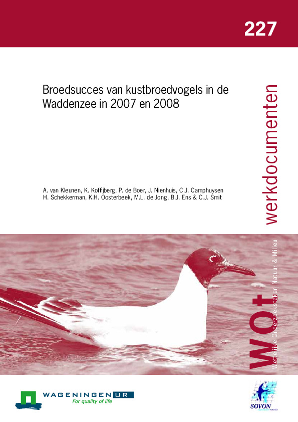 Omslag Broedsucces van kustbroedvogels in de Waddenzee in 2007 en 2008
