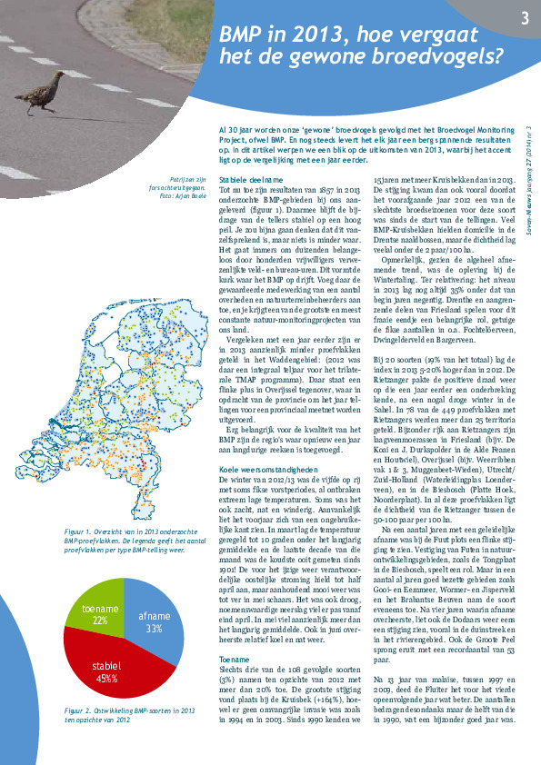 Omslag BMP in 2013, hoe vergaat het de gewone broedvogels?