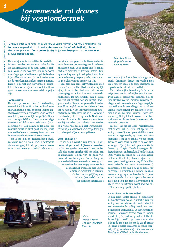 Omslag Toenemende rol drones bij vogelonderzoek