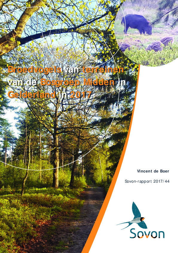 Omslag Broedvogels van terreinen van de Bosgroep Midden Nederland in Gelderland in  2017