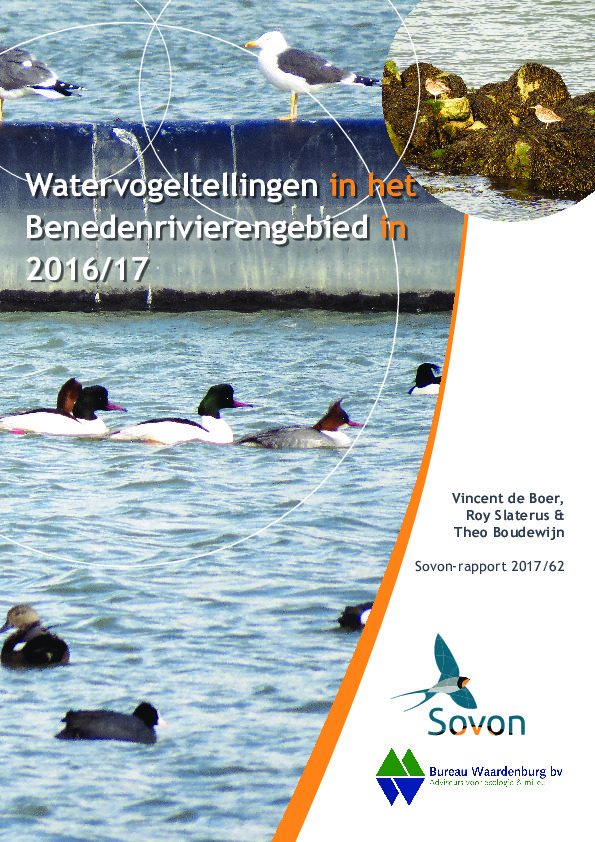 Omslag Watervogeltelllingen in het Benedenrivierengebied in 2016/17
