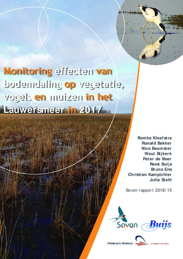 Omslag Monitoring effecten van bodemdaling op vegetatie, vogels en muizen in het Lauwersmeer in 2017