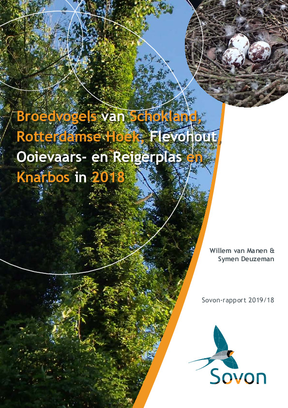 Omslag Broedvogels van Schokland, Rotterdamse Hoek, Flevohout, Ooievaar- en Reigerplas en het Knarbos in 2018