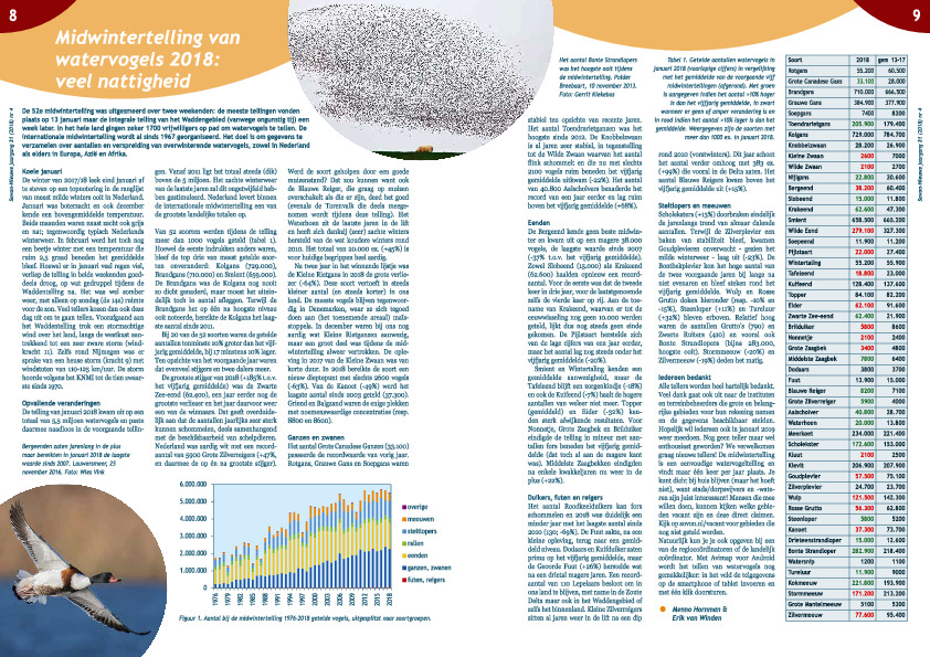 Omslag Midwintertelling van watervogels 2018: veel nattigheid