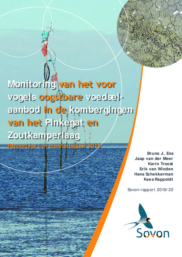 Omslag Monitoring van het voor vogels oogstbare voedselaanbod in de kombergingen van het Pinkegat en Zoutkamperlaag. Rapportage t/m monitoringjaar 2018