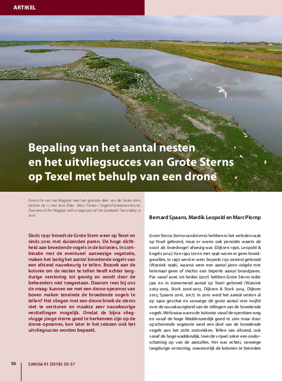 Omslag Bepaling aantal nesten en uitvliegsucces Texel met drone