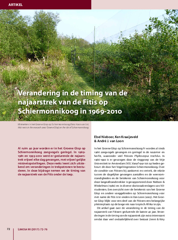 Omslag Verandering in de timing van de najaarstrek op Schiermonnikoog
