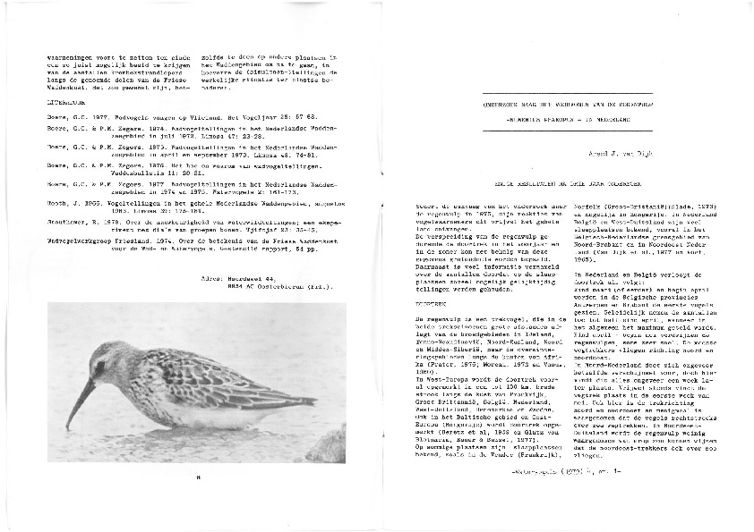 Omslag Onderzoek naar het voorkomen van de Regenwulp in Nederland (1979)