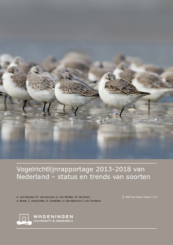 Omslag Vogelrichtlijnrapportage 2013-2018 van Nederland – status en trends van Soorten