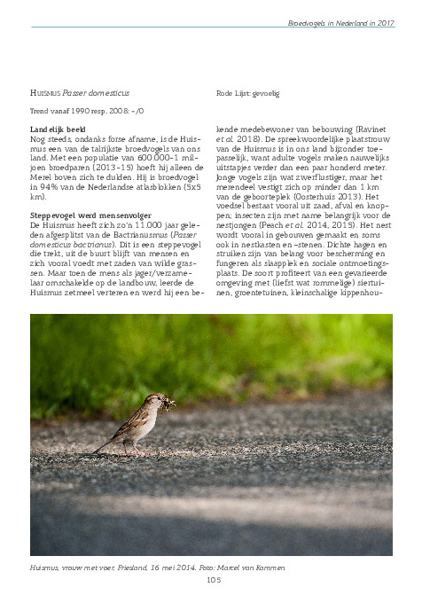 Omslag Huismus in broedvogelrapport 2017