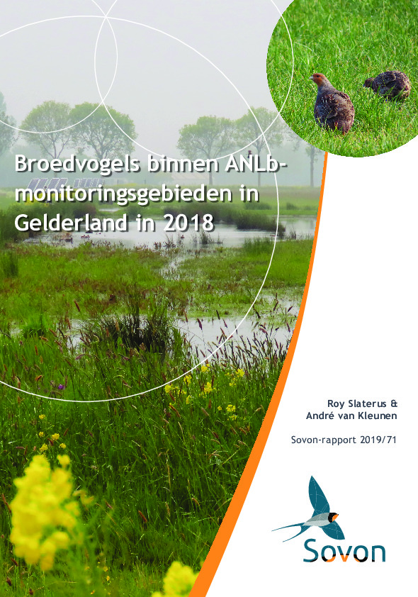 Omslag Broedvogels binnen ANLb-monitoringsgebieden in Gelderland in 2018