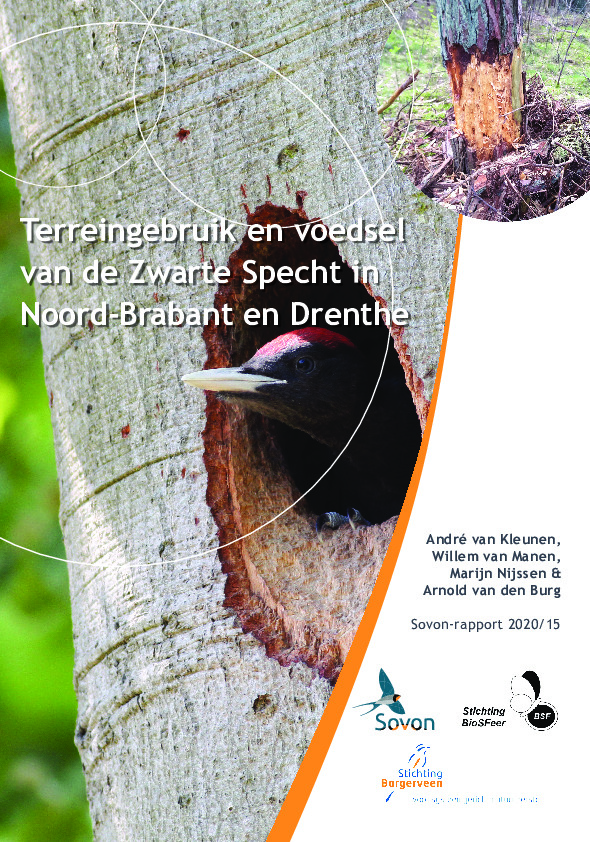 Omslag Terreingebruik en voedsel van de Zwarte Specht in Noord-Brabant en Drenthe
