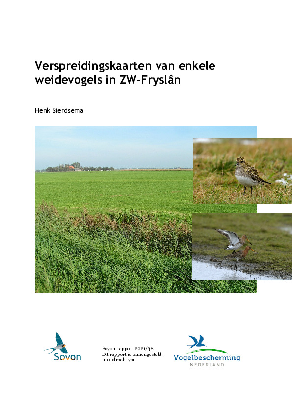 Omslag Verspreidingskaarten van enkele weidevogels in ZW-Fryslân