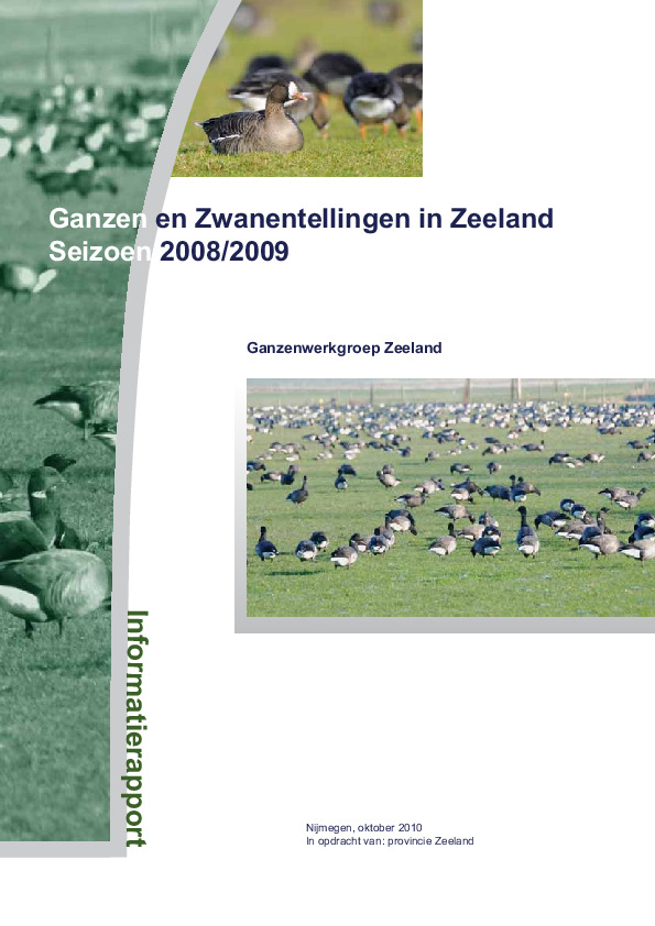 Omslag Ganzen- en Zwanentellingen in Zeeland, seizoen 2008/2009