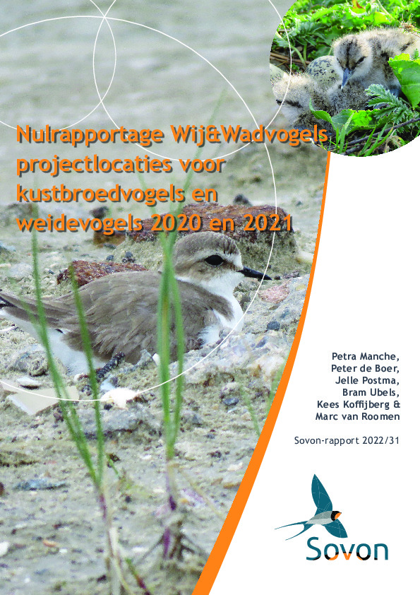 Omslag Nulrapportage Wij&Wadvogels projectlocaties voor Kustbroedvogels en Weidevogels 2020 en 2021