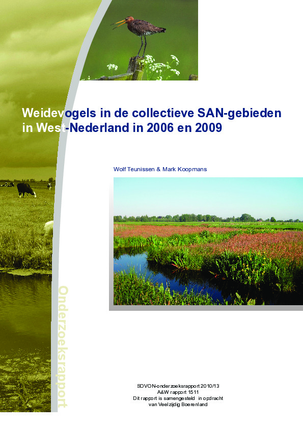 Omslag Weidevogels in de collectieve SAN-gebieden in West-Nederland in 2006 en 2009