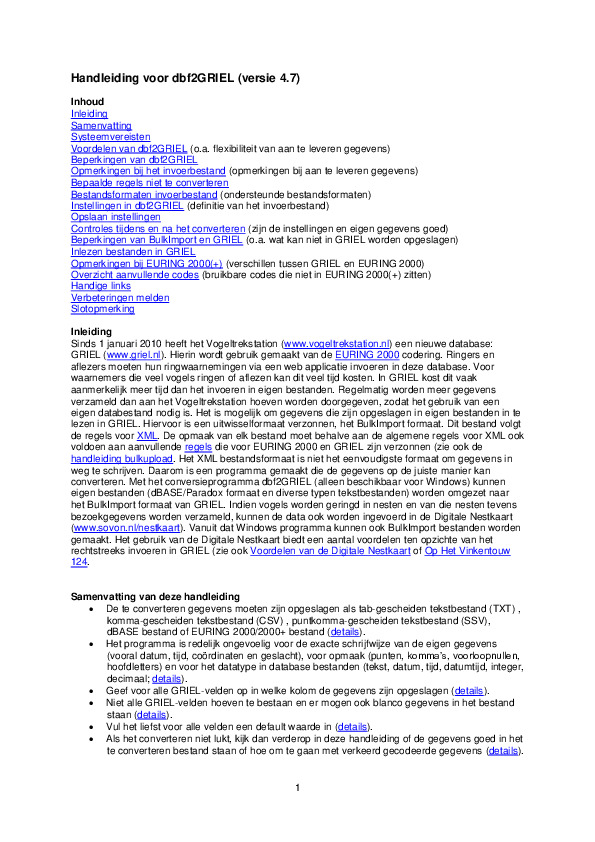 Omslag Handleiding voor dbf2GRIEL (versie 4.7)