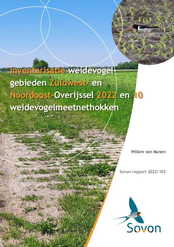 Omslag Inventarisatie weidevogelgebieden Zuidwest- en Noordoost-Overijssel 2022 en 10 weidevogelmeetnethokken