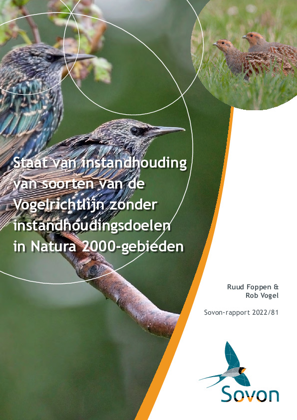 Omslag Staat van instandhouding van soorten van de Vogelrichtlijn zonder instandhoudingsdoelen in Natura 2000-gebieden
