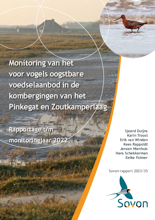 Omslag Monitoring van het voor vogels oogstbare voedselaanbod in de kombergingen van het Pinkegat en Zoutkamperlaag