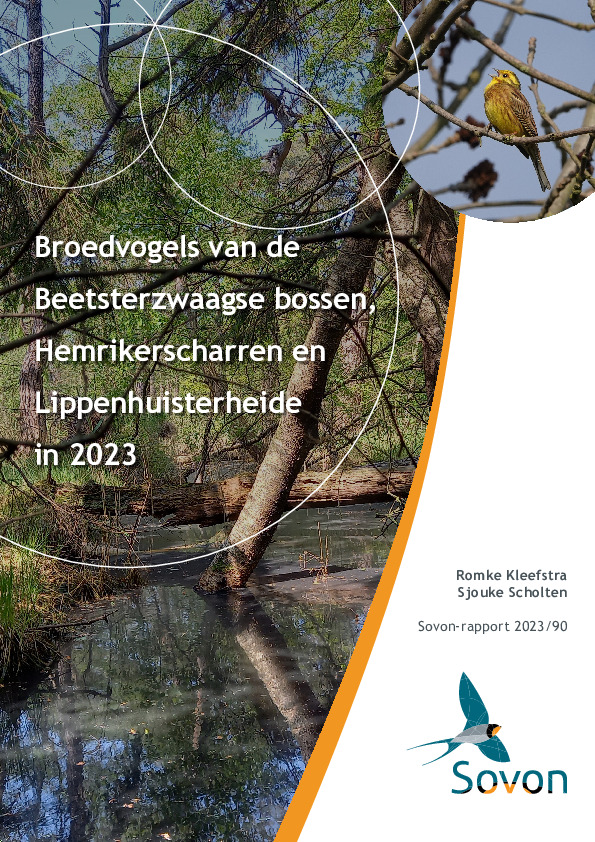 Omslag Broedvogels van de Beetsterzwaagse bossen, Hemrikerscharren en Lippenhuisterheide in 2023.