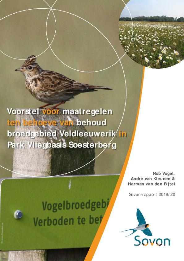 Omslag Voorstel voor maatregelen ten behoeve van behoud broedgebied Veldleeuwerik in Park Vliegbasis Soesterberg