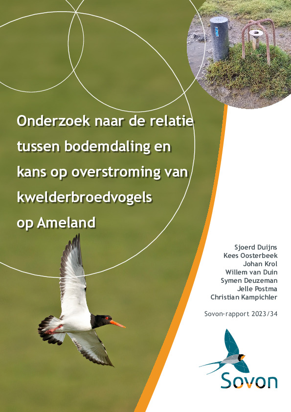 Omslag Onderzoek naar de relatie tussen bodemdaling en kans op overstroming van kwelderbroedvogels op Ameland