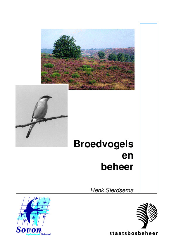 Omslag Broedvogels en beheer; Het gebruik van broedvogelgegevens in het beheer van natuurterreinen