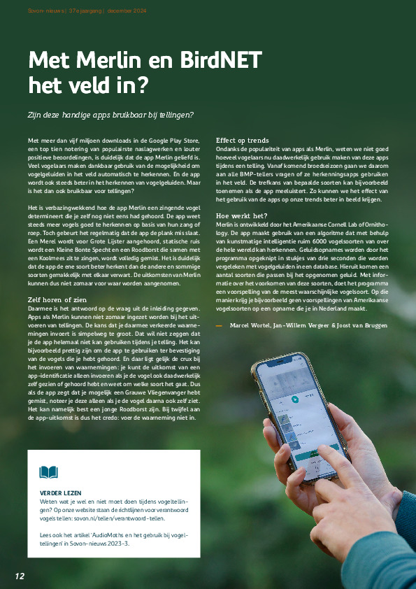 Omslag Met Merlin en BirdNET het veld in?