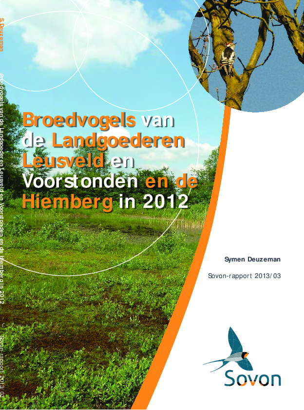 Omslag Broedvogels van de Landgoederen Leusveld en Voorstonden en de Hiemberg in 2012. 