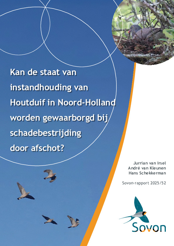 Omslag Kan de staat van instandhouding van Houtduif in Noord-Holland worden gewaarborgd bij schadebestrijding door afschot?