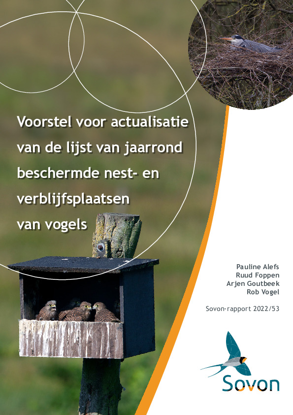 Omslag Voorstel voor actualisatie van de lijst van jaarrond beschermde nest- en verblijfsplaatsen van vogels