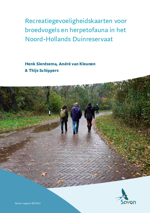 Omslag Recreatiegevoeligheidskaarten voor  broedvogels en herpetofauna in het  Noord-Hollands Duinreservaat
