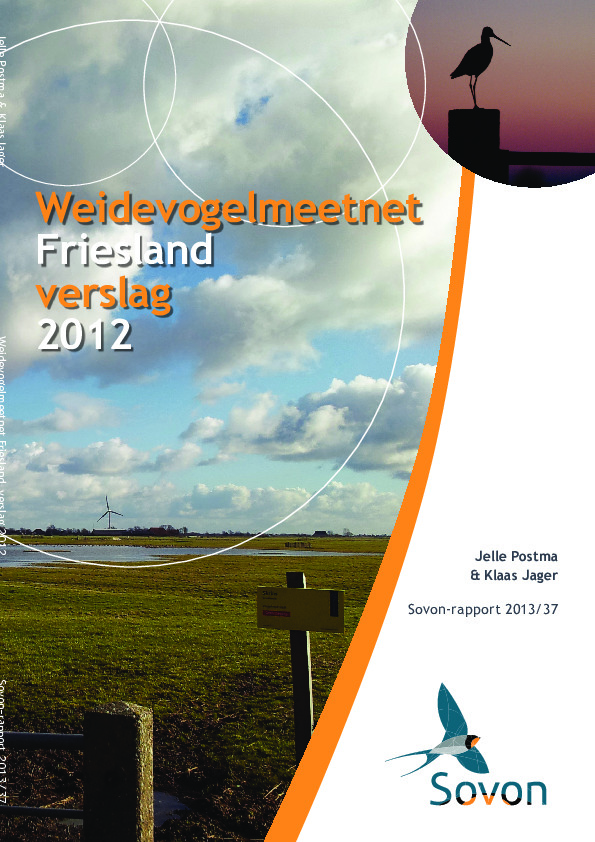 Omslag Weidevogelmeetnet Friesland, verslag 2012