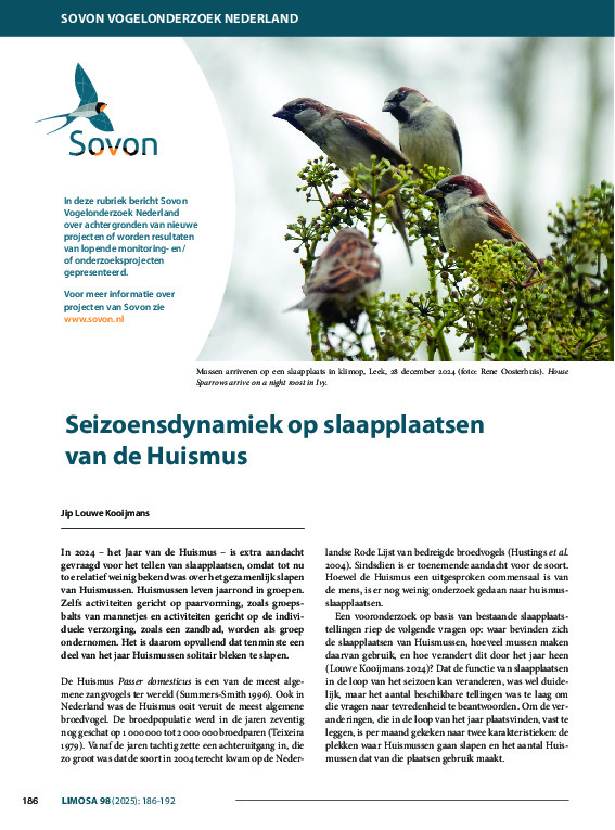 Omslag Seizoensdynamiek op slaapplaatsen van de Huismus