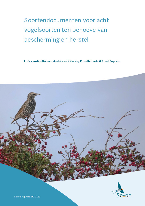 Omslag Soortendocumenten voor acht vogelsoorten ten behoeve van bescherming en herstel
