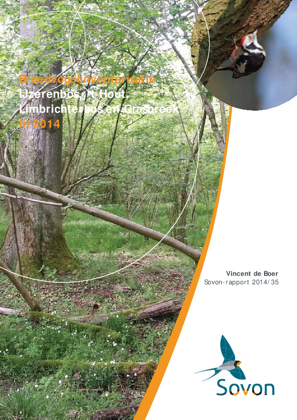 Omslag Broedvogelinventarisatie IJzerenbos, ’t Hout, Limbrichterbos en Grasbroek 2014