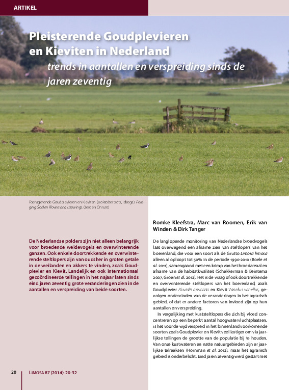 Omslag Pleisterende Goudplevieren en Kieviten in Nederland