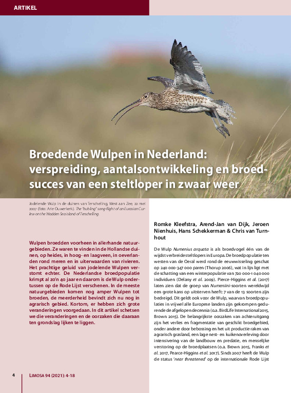 Omslag Broedende Wulpen in Nederland:  verspreiding, aantalsontwikkeling en broed succes van een steltloper in zwaar weer