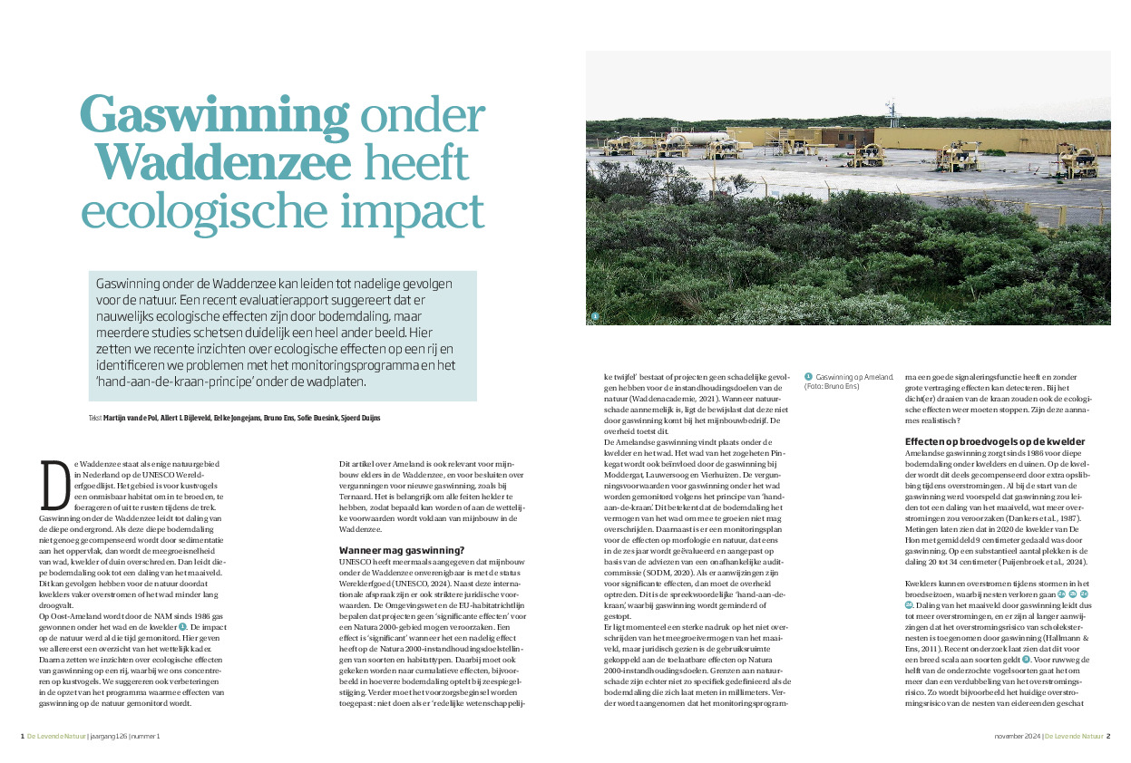 Omslag Gaswinning onder Waddenzee heeft ecologische impact