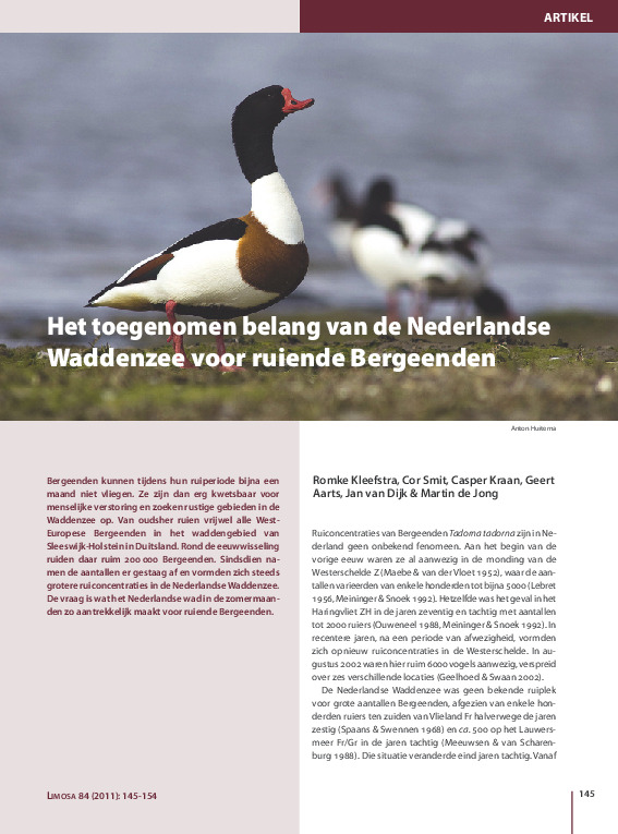 Omslag Het toegenomen belang van de Nederlandse Waddenzee voor ruiende Bergeenden