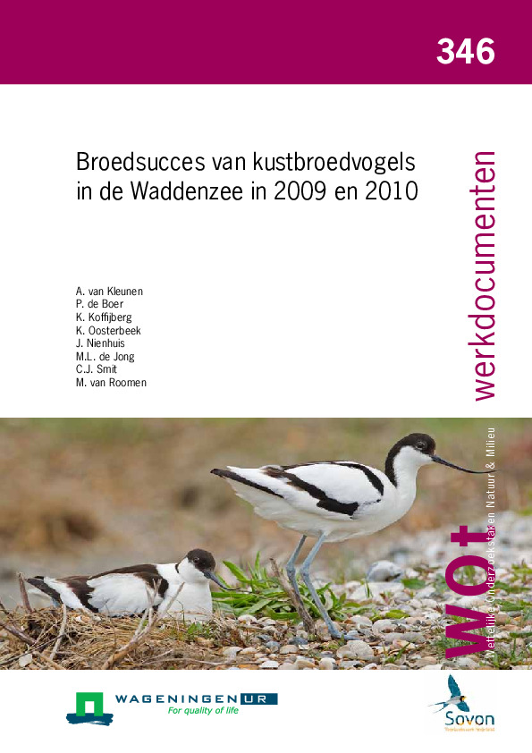 Omslag Broedsucces van kustbroedvogels in de Waddenzee in 2009 en 2010