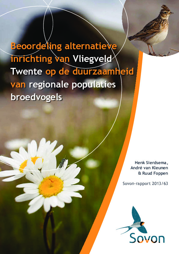 Omslag Beoordeling alternatieve inrichting van Vliegveld Twente op de duurzaamheid van regionale populaties broedvogels