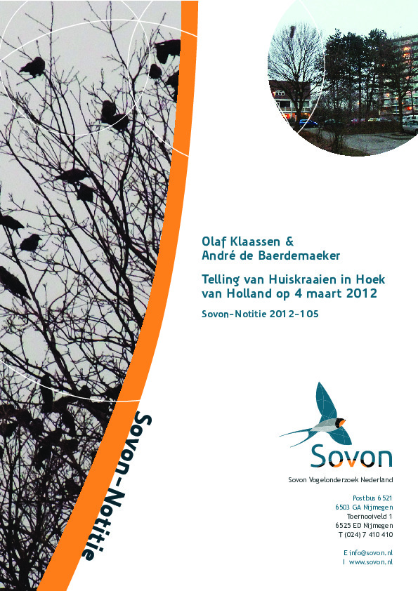 Omslag Telling van Huiskraaien in Hoek van Holland op 4 maart 2012