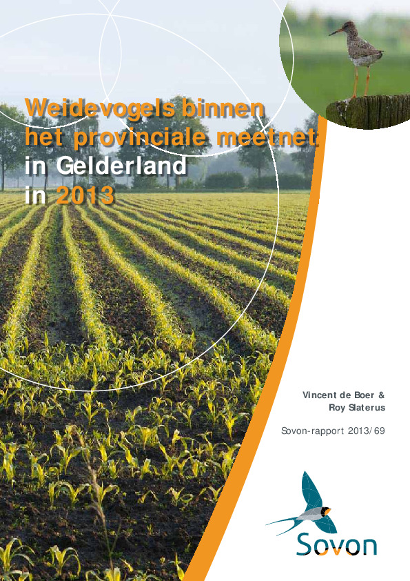 Omslag Weidevogels binnen het provinciale meetnet in Gelderland in 2013