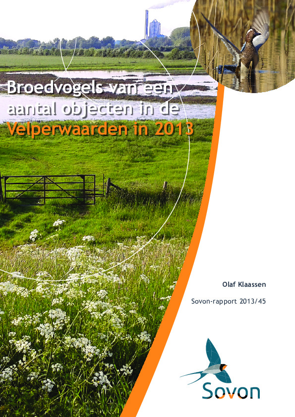 Omslag Broedvogels van een aantal objecten in de Velperwaarden in 2013