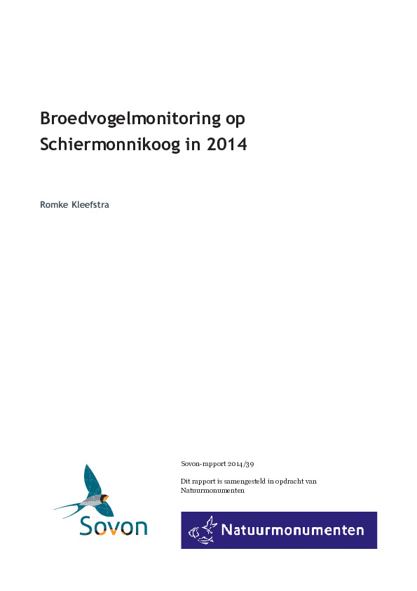 Omslag Broedvogelmonitoring op Schiermonnikoog in 2014