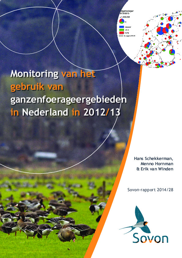 Omslag Monitoring van het gebruik van ganzenfoerageergebieden in Nederland in 2012/13