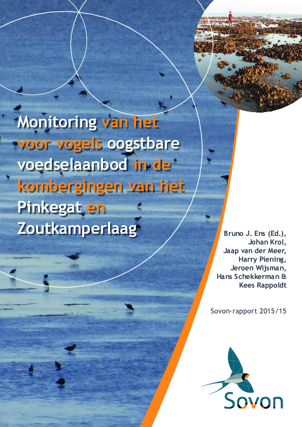 Omslag Monitoring van het voor vogels oogstbare voedselaanbod in de kombergingen van het Pinkegat en Zoutkamperlaag