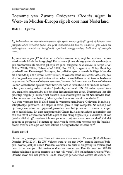 Omslag Toename van Zwarte Ooievaars Ciconia nigra in West- en Midden-Europa sijpelt door naar Nederland